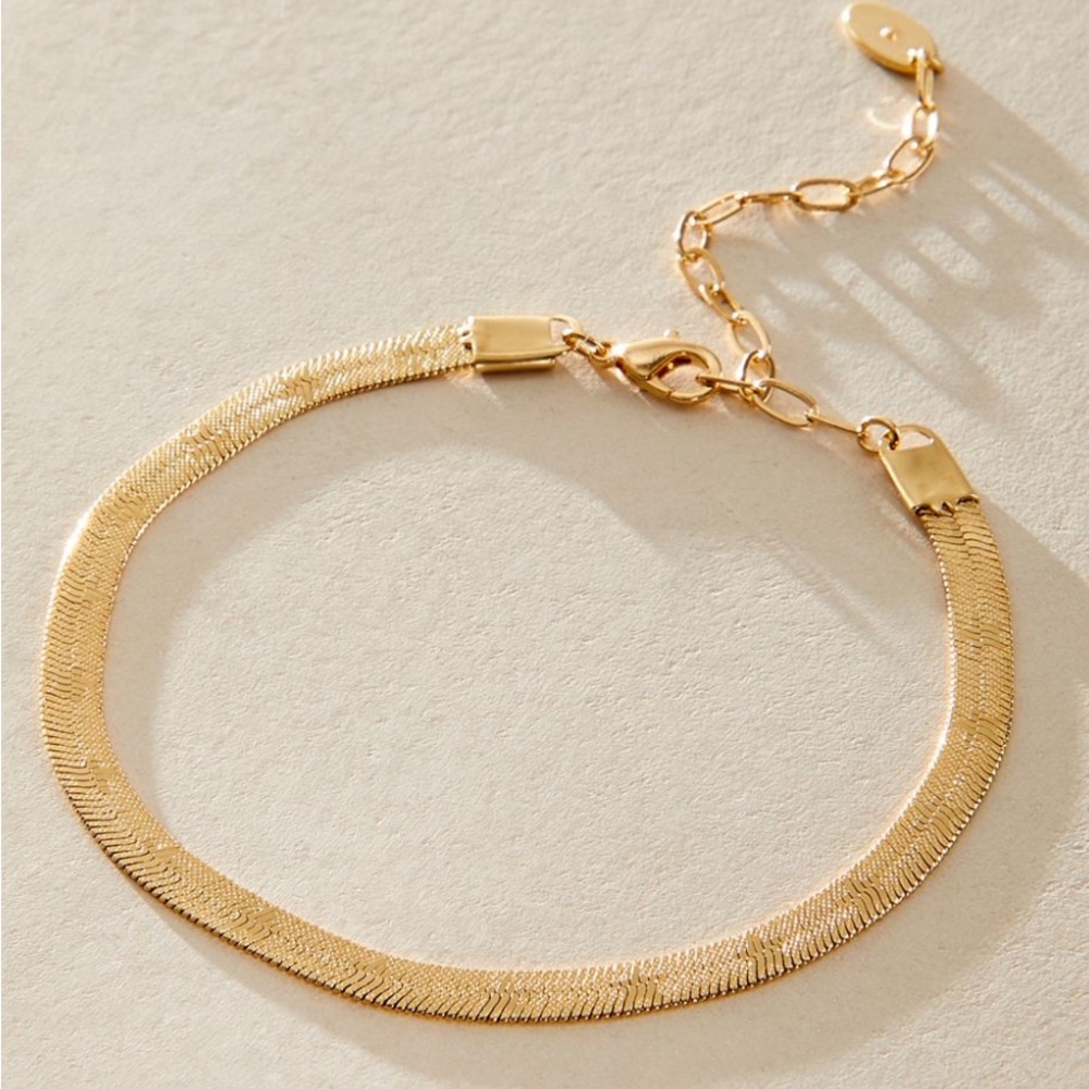 NWT Free People Christy Herringbone Anklet in Gold